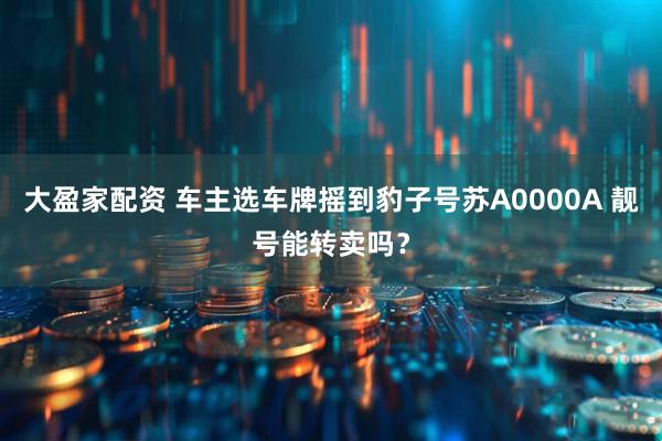 大盈家配资 车主选车牌摇到豹子号苏A0000A 靓号能转卖吗？